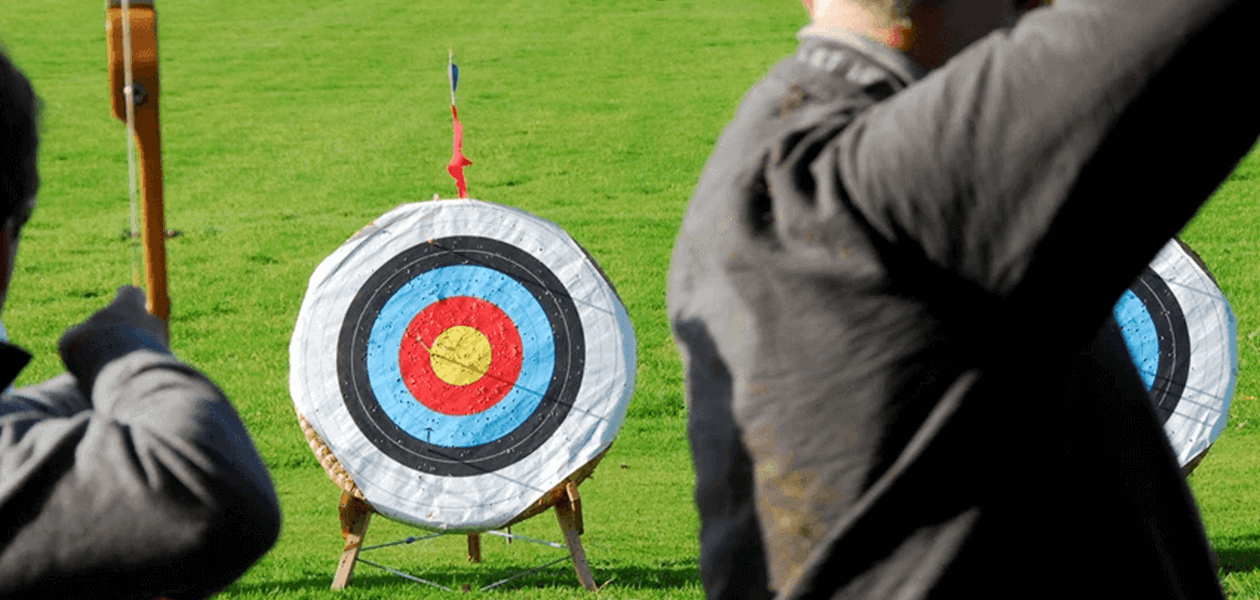 Archery practising at the outdoor grounds
